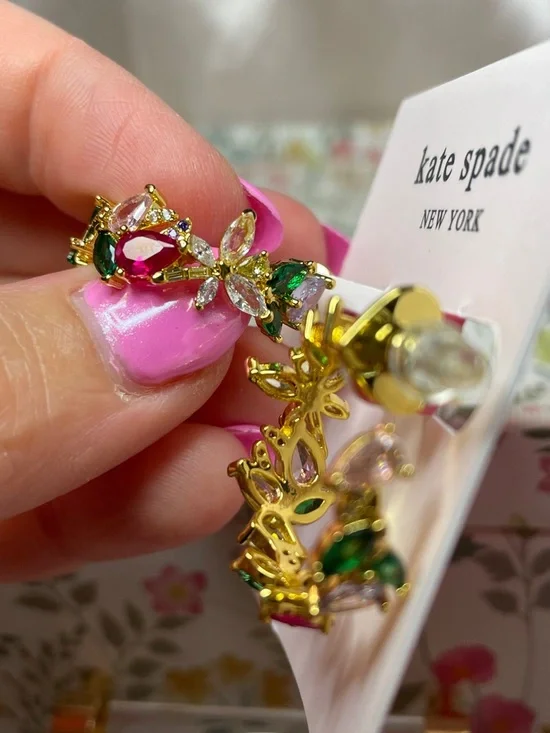 Kate Spade Greenhouse Floral Hoops - NWT - Picture 7 of 10